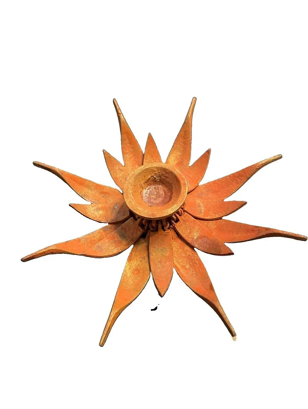 Bronze Candle Holder Opens As Lotus Flower Tortoise Base Heavy Adjustable Patina